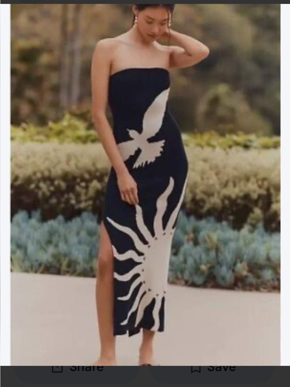 Celadine Strapless Black & White Mesa Sunburst Bodycon Dress size medium